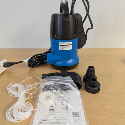 FOTING 3/4HP Automatic Submersible Sump Pump, 3500 GPH Thermoplastic Water Pump with 28 ft Lift & Sensor