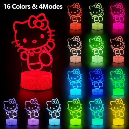 Cat Night Light Cute Night Light - Anime Charater 16 Color Change Decor Kitty La