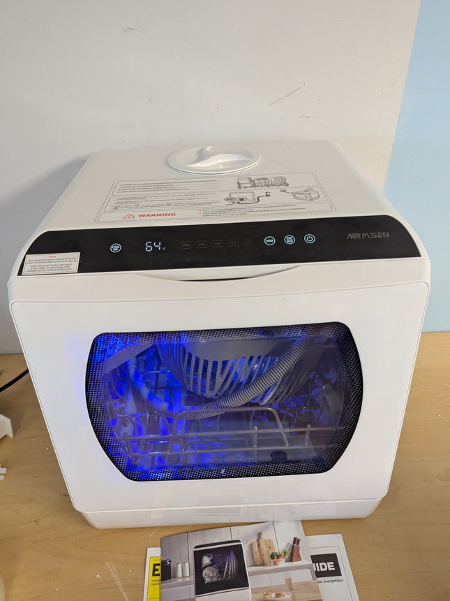 AIRMSEN AE-TDQR03 Countertop Portable Dishwasher, Compact Mini Dishwasher with 5