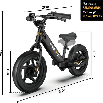 bikeboy Electric Balance Bike Kids Electric Bike for Ages 3-5years Old,24v 100w