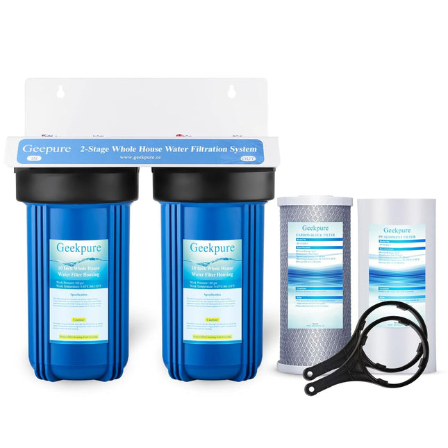 Geekpure 2 Stage Whole House Water Filter System with 10 Inch Blue Housing - 4.5