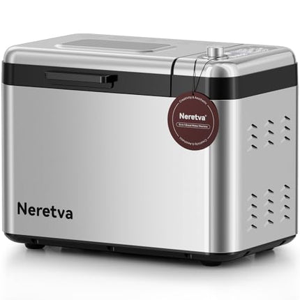 FAULTY Neretva Bread Maker, 3.3LB Larger Bread Machine 15-in-1 Stainless Steel &