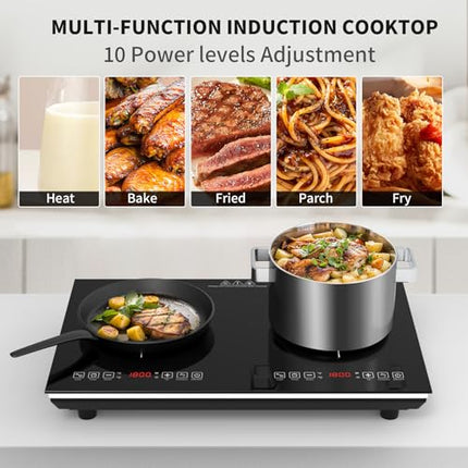 VBGK Double Induction Cooktop, 4000W Countertop Burner Hot Plate with 2 Burner,