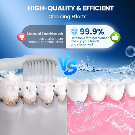 Ultrasonic Retainer Cleaner Machine, Upgraded 45kHz Ultrasonic Cleaner for Mouth