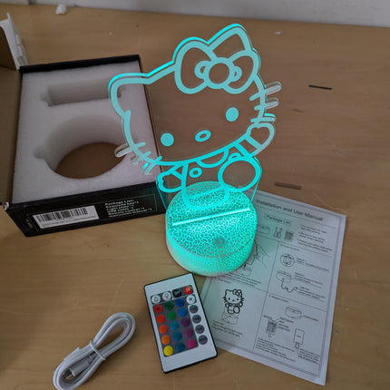 Cat Night Light Cute Night Light - Anime Charater 16 Color Change Decor Kitty La