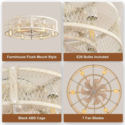 Depuley Flush Mount Ceiling Fan: 26 Inch Low Profile Ceiling Fans with Lights an