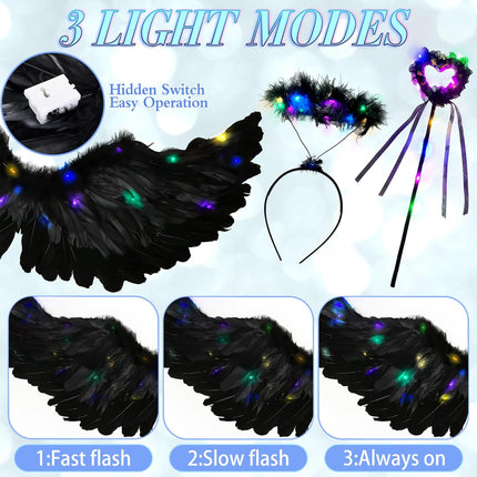 Goenb Light up Angel Wings, Angel Costume for Woman Adults Girls Kids Angel Wing