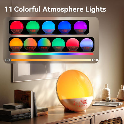 RICIAL Wake up Light, 10000Lux Sunrise Alarm Clock, Sunlight Lamp with 4 Color T