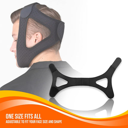 Chin & Neck Strap - Breathable Neoprene Anti-Snore Sleep Aid - Black | Double-su