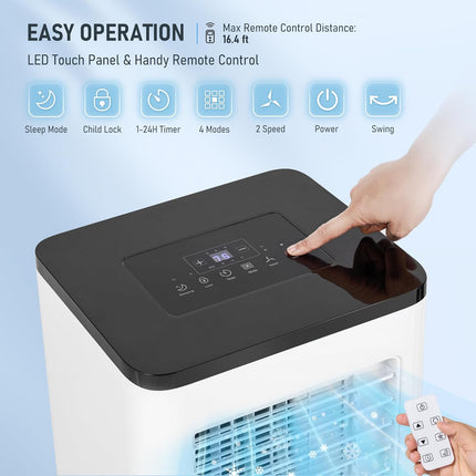 Portable Air Conditioner, 10000 BTU 3-in-1 Cooling, Dehumidifier, Fan with Remot