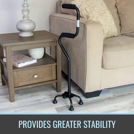 HealthSmart Quad Cane, Sit To Stand Walker, Adjustable Quad Cane, Black