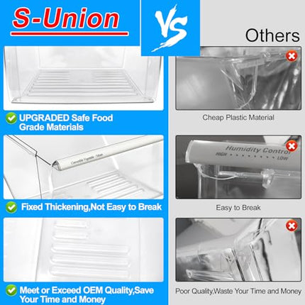 [2 Pack] Upgraded 2188656 Fridge Crisper Drawer (UPPER) & 2188664 Fridge Crisper