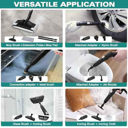 KROQO Steam Cleaner, Steam Mop with 9 Accessories, Powerful Multipurpose Portabl