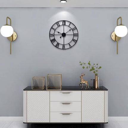 LEIKE Large Wall Clocks for Home Decor,Modern, 16" Round, Rustic, Silent Non Tic