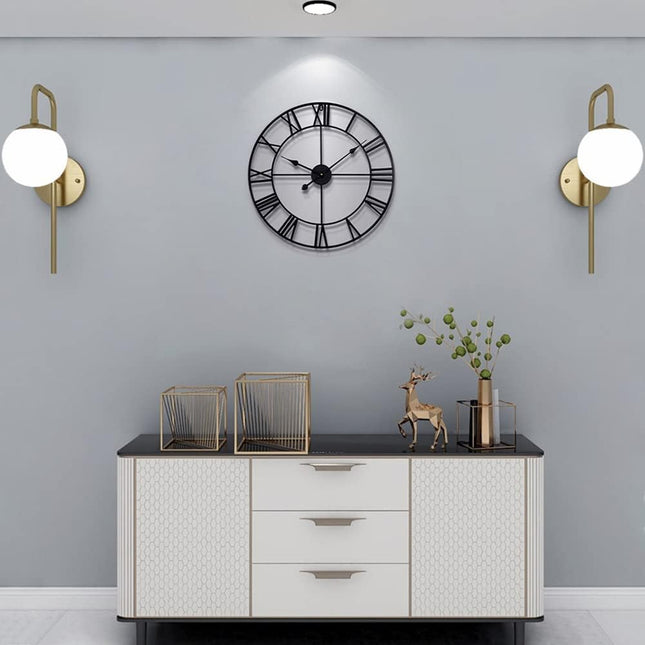 LEIKE Large Wall Clocks for Home Decor,Modern, 16" Round, Rustic, Silent Non Tic