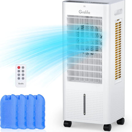 Grelife Portable Evaporative Air Cooler, 3-IN-1 Air Cooler with Fan & Humidifier
