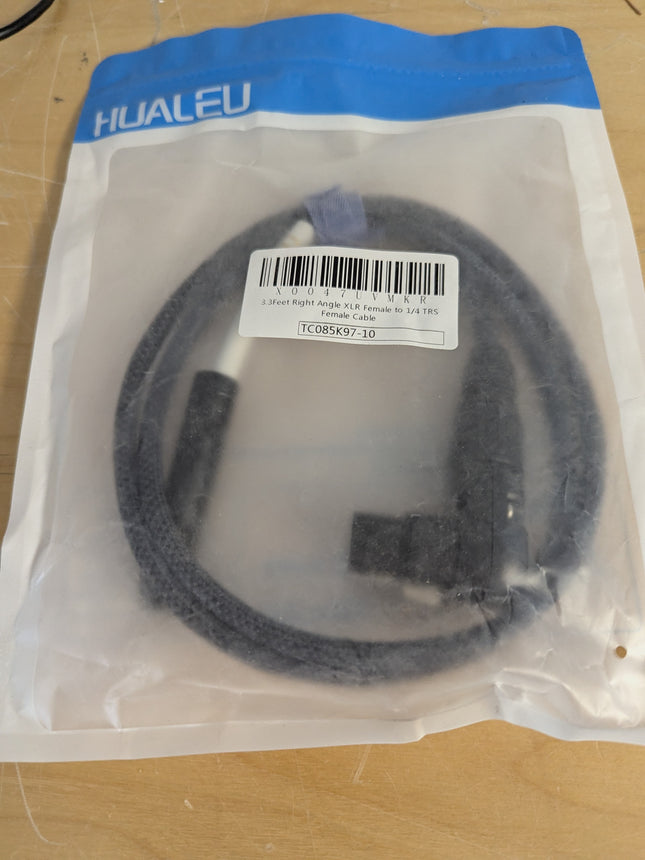 HUALEU 3.3Feet Right Angle XLR Female to 1/4 TRS Female Cable,6.35mm TRS 1/4 to