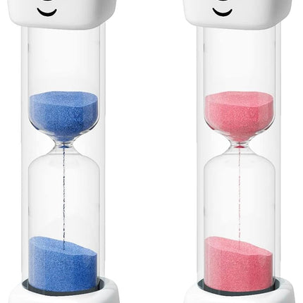 2 Minute Toothbrush Sand Timer for Kids, Small Blue and Pink Smiley Acrylic Hour