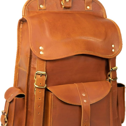 Satchel And Fable Handmade Brown Vintage Genuine Leather Shoulder Men Backpack