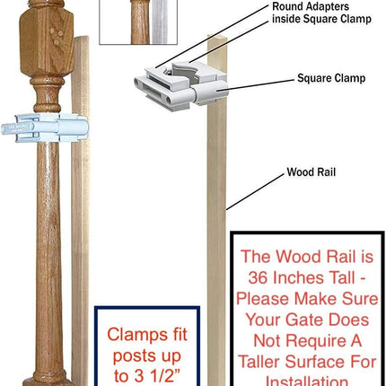Safety Innovations No Hole Stairway Baby Gate Mounting Kit - Fits Posts from 2 3