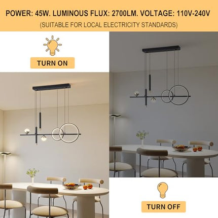 ORANOOR LED Modern Chandeliers for Dining Room, Dimmable Black Gold Chandelier K