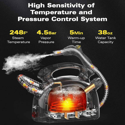 Waitbird Steam Cleaner, Multipurpose Powerful Steamer with 21 Accessories, Porta