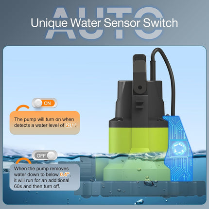 FLUENTPOWER Automatic Submersible Pump for Pool Cover, 3/4 HP 3400GPH Removal Pu