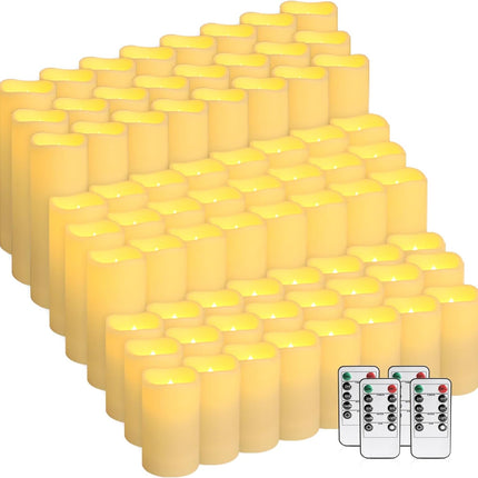 pliadvbu Flameless LED Candles 72 Pack, Outdoor Waterproof Realistic Votive Candles with Remote & Timer for Weddings