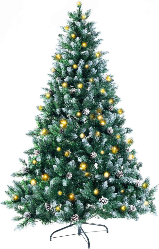 Prelit Artificial Christmas Tree Flocked Snow Trees with Pine Cone Decoration 5FT https://a.co/d/075ie9q7