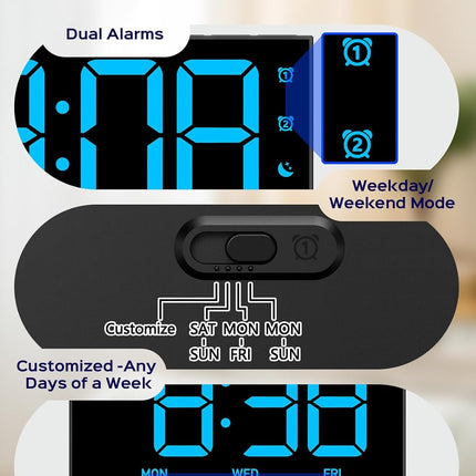 GOLOZA Digital Alarm Clocks for Bedrooms, Digital Clock with 4 Level Brightness