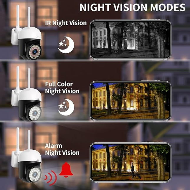 Outdoor Security Cameras, Home WiFi Surveillance Cameras, 1080P HD, Full Color N