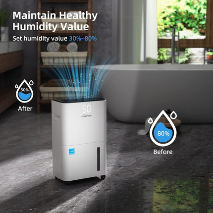 HOGARLABS 3500 Sq. Ft 50 Pint Energy Star Dehumidifier for Home Basements Bedroo
