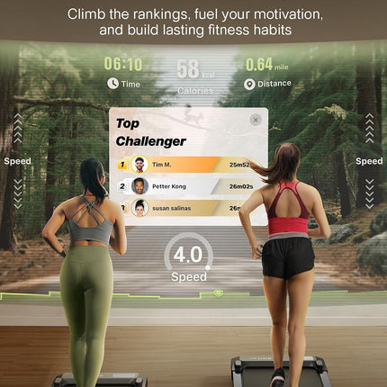UREVO 2-in-1 Under Desk Walking Pad Treadmill, 4 MPH with 2.5 HP 40 dB Quiet Motor & App Control, 265 lb