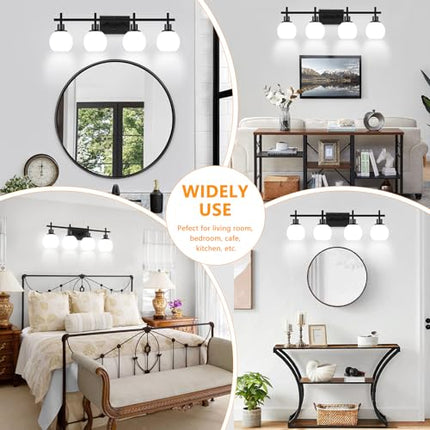 4-Light Modern Vanity Lighting Fixtures, Bathroom Wall Mounted Vanity Light,Blac