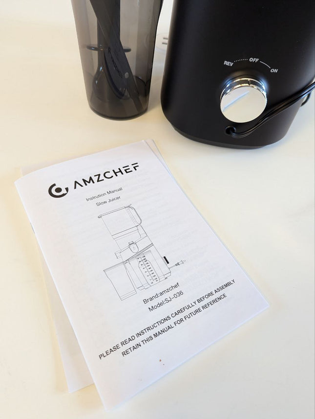 AMZCHEF 5.3 Inch Automatic Juicer Machine, Cold Press Juicer for Whole Fruits an