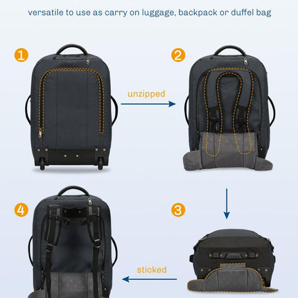 Hynes Eagle 2 in 1 Travel Backpack 22 inches Carry on Luggage 63L Rolling Backpa