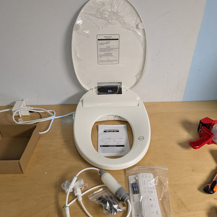 WLJBIDET O80KL Elongated Bidet Toilet Seat with Warm Water Wash & Air Drying, Heated Seat, Remote Control & Nightlight