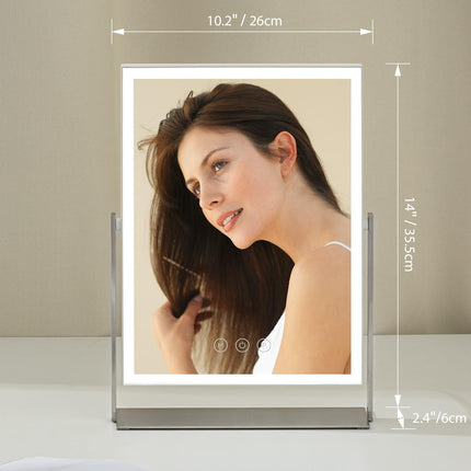 NEZZOE Rechargeable Vanity Mirror with Lights, Table Mirror with Stand, Makeup M