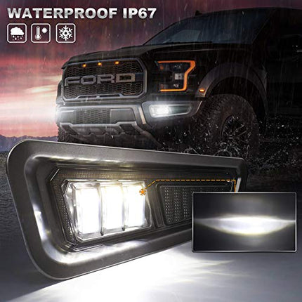 MOVOTOR Fog Lights with Sequential Amber Turn Signal DRL Bumper Fog Driving Ligh