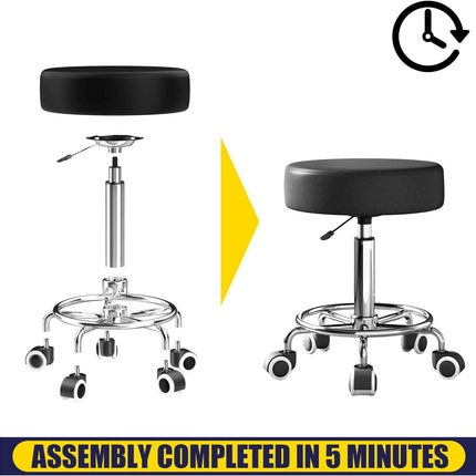 Rolling Stool with Wheels - Ultra Soft Thick Padded Seat, Compact Size, Heavy We