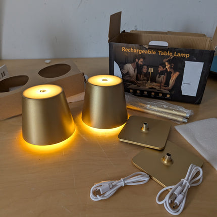 2 Pack Gold Rechargeable Table Lamps,Cordless Lamp with 6000mAh Battery Operated