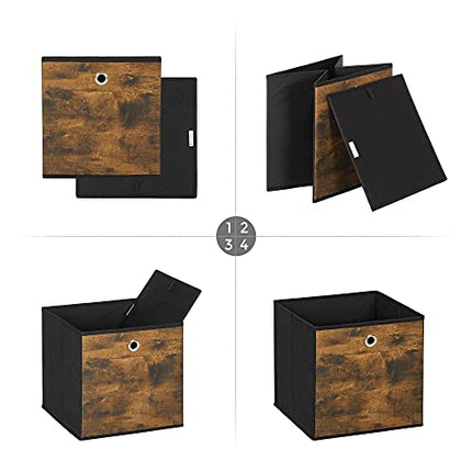 SONGMICS Cube Storage Bins, Set of 6 Storage Baskets with Handles, Foldable, Oxf