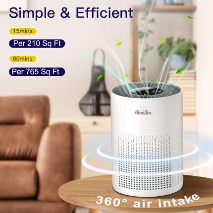 Aircillin Air Purifiers Large Room with HEPA Filters, Air Purifier for Home Bedr