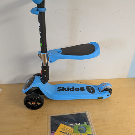 SKIDEE SP2 3-Wheel Kick Scooter for Kids 3-12, Adjustable Height, Removable Seat, LED Light-Up Wheels, Blue