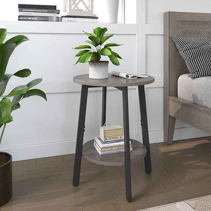 sthmec Side Table Set of 2, Small Round End Table with Storage Shelf for Small S