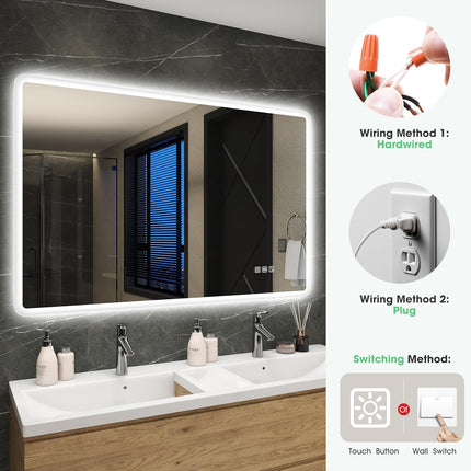 S·BAGNO 47.2''x27.2'' LED Bathroom Mirror with Lights