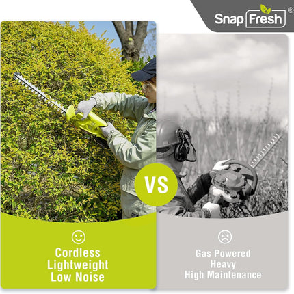 SnapFresh 20V Cordless Hedge Trimmer, 18 in Dual-Action Blades with 2.0Ah Battery & Fast Charger, 4 lb