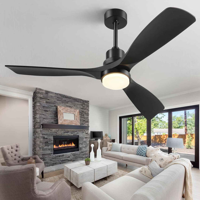 Forrovenco 52 Inch Black Ceiling Fan, 3-Blade Outdoor Ceiling Fans with Lights a
