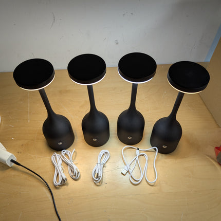 YINDUZ Cordless Table Lamps Set of 4 Black - 3CCT Stepless Dimming, Portable & W