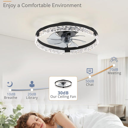 LEDIARY 20 Inch Low Profile Ceiling Fans with Lights and Remote, Fandelier Ceili
